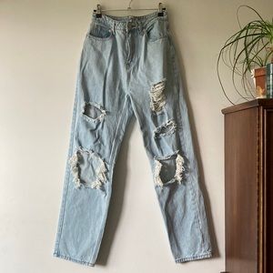 Princess Polly 100% cotton distressed light wash jeans